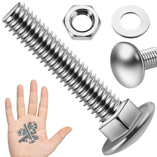 (20 Sets) 1/4-20 x 1-1/2 Carriage Bolts with Nuts and Washers & 190Pcs #8 Pocket Hole Screws Assortment Kit, Self-Tapping Tip Square Drive Wood Screw for Furniture with 150mm Drill Bit