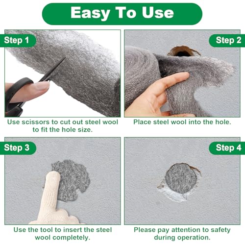 15 Pack 2.4" x9.8 ft Steel Wool for Mice Control - #3 Steel Wool Fill Fabric DIY Kit - Coarse Wire Wool Hardware Cloth - Gap Blocker Keep Mice Away from Holes, Siding, Pipeline, Vents in Garden Garage