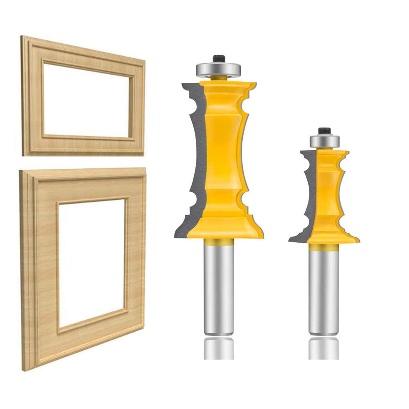 OLETBE Router Bits 2 PCS Router Bit Set 1/2-Inch Shank Woodworking Wood Molding Cutter Woodwork Edge Picture Frame Shelf Mitered Panel Cabinet Door Router Bits Set Professional(2)