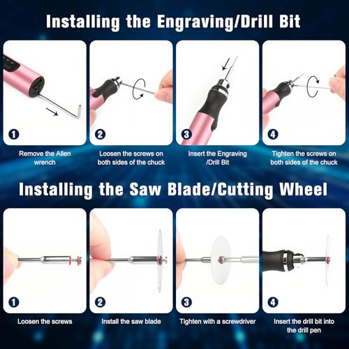 Engraving Pen, Glass Engraving Tool with 16 Templates for DIY Crafts (Pink) Pink
