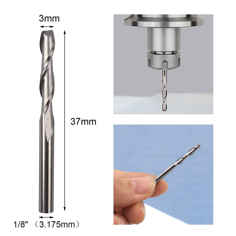 CBRIGHT 10pcs End Mill CNC Router Bits, 1/8" 3.175mm Shank 3mm Cutting Edge Milling Cutter Engraving Cutter including End Mill CNC Router Bits (10pcs Flat Head) 10 x Flat Head