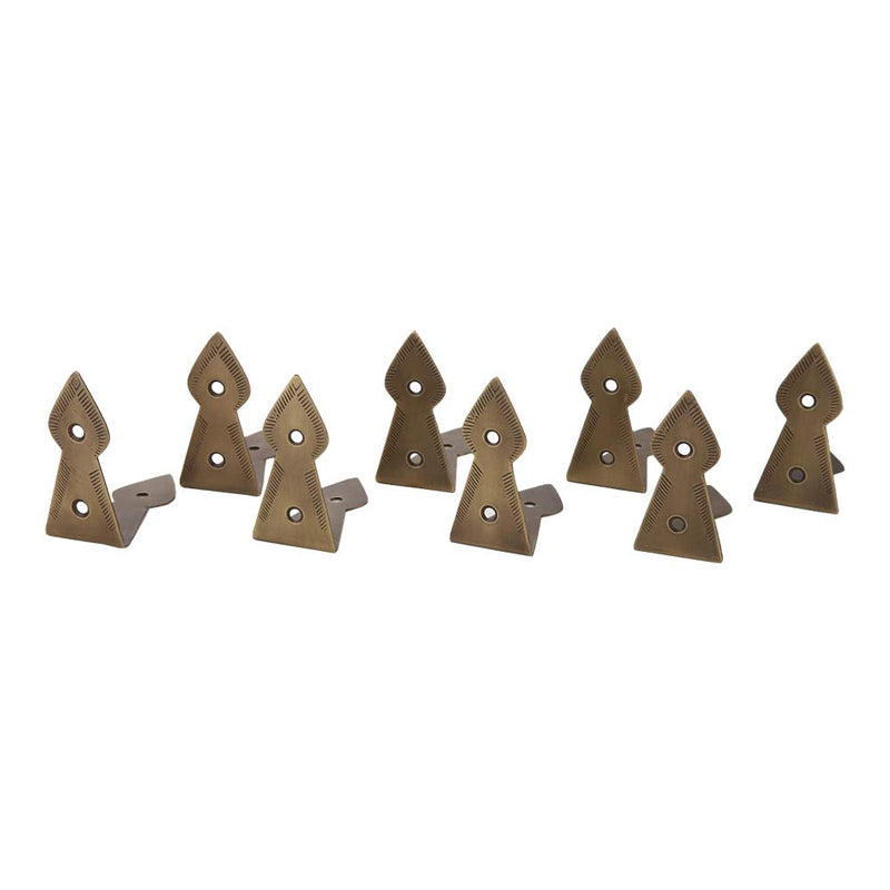Set of 8 Brass 90 Degree Spade Trunk Corners, Antique Brass Finish, Edge Guard Table Cabinet Protector, Decorative Corner Brackets Set of 8