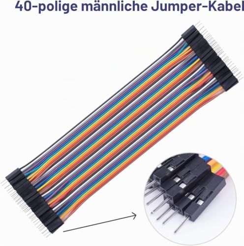 GTIWUNG Pack of 6 40 Pin Jumper Wire Cable, Breadboard Ribbon Cables, 10 cm & 20 cm Female Male Jumper Cable 24AWG Wire Bridges for Arduino and Raspberry Pi Breadboard