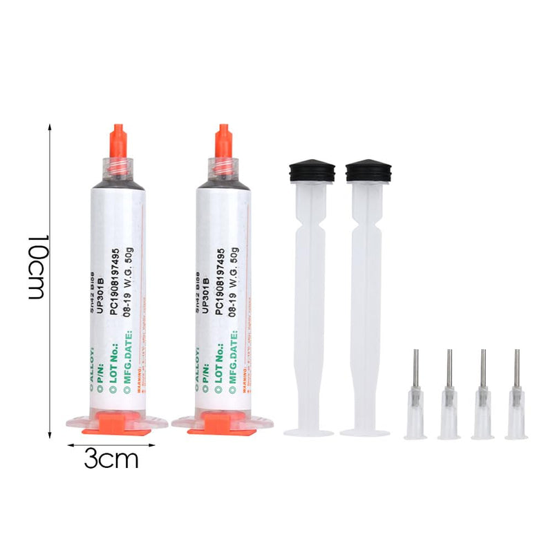 Fafeicy 2pcs SMD Lead Free Solder Paste Repair Electronics Sn42 Bi58 PCB with 100 Viscosity 50g (301B)