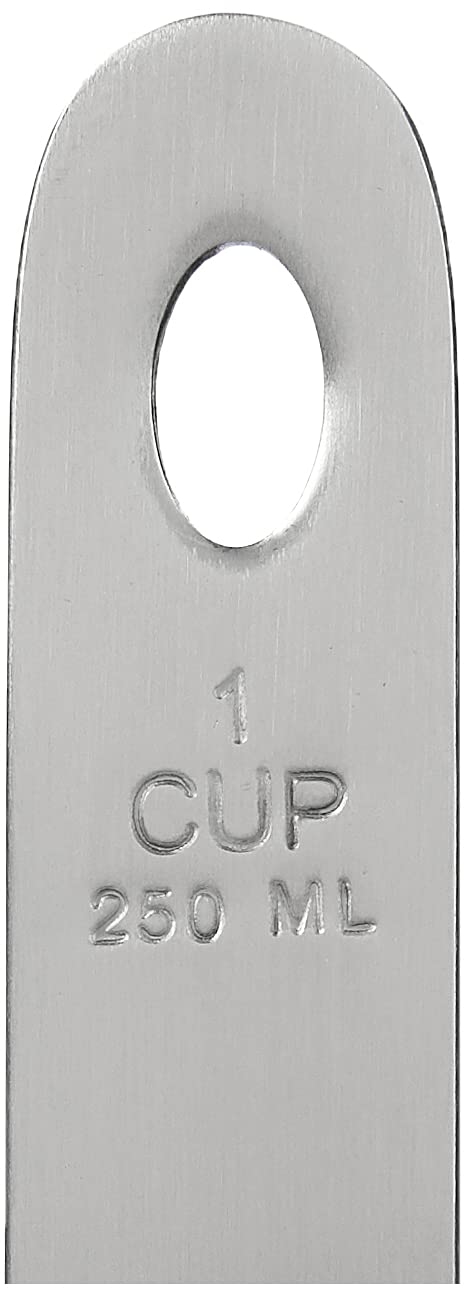 Norpro Stainless Steel 4 Pc Measuring Cup Scoop Shaped Set Metric Equivalents, Silver, 10.5 x 3.5 x 2 inches