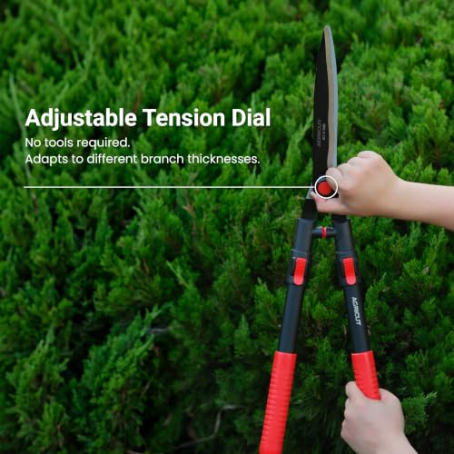 AGRICUT Telescopic Hedge Shears – Heavy Duty Garden Shears with Patented Wavy Blade, High Carbon Steel, Extendable Aluminium Handles 700-930mm – For Precision Trimming of Tall Hedges Wavy Blade (Telescopic)