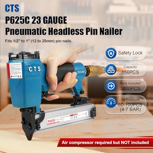 KIMSING P620 23 Gauge 3/4-Inch Pin Nails × 10,000PCS with CTS P625C 23 Gauge Pin Nailer