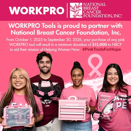 WORKPRO 35-Piece Pink Tools Set, Household Tool Kit with Storage Toolbox, Basic Tool Set for Home, Garage, Apartment, Dorm, New House, Back to School - Pink Ribbon