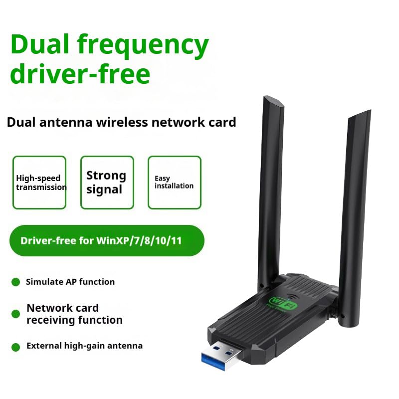 USB WiFi Adapter,1300Mbps WiFi USB 3.0 Dual Band 5G/2.4G Wireless Network Adapter for Desktop Laptop PC, Dual 2dBi Antennas,Supports Windows 11/10/8.1/8/7