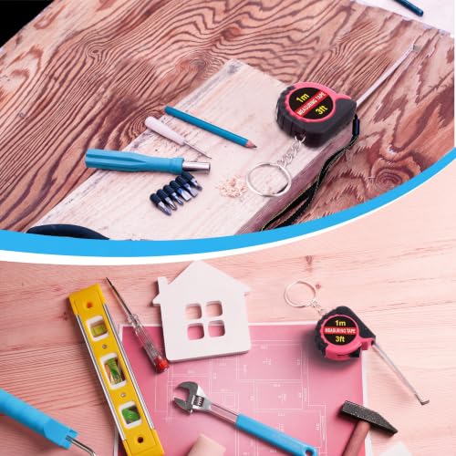 Kanayu 50 Pcs Pcs Mini Measuring Tape with Keychain, 3 ft, Rose Pink