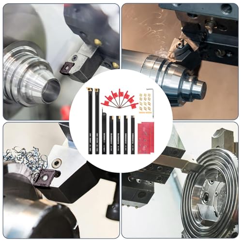 Lathe Turning Tool Set, 8mm Shank Metal Lathe Holder 7PCS