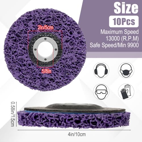 10 Pack Strip Discs Rust Remover Wheel for Angle Grinder, 4” x 5/8” Paint Strip Wheel, Quick Abrasive Discs for Removing Rust, Oxidation, Paint & Coating from Metal and Wood