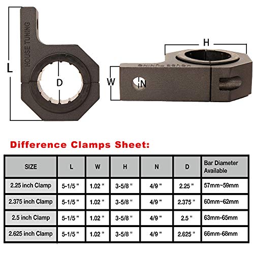 HOUSE TUNING Roll Bar Clamps (2.25" - Pack 4), 2 1/4" Roll Bar Mounts, LED Light Mount Clamp 2.25" Clamp - Pack 4