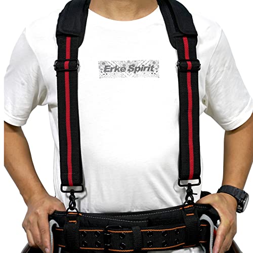MELOTOUGH MELOTOUGHTool Belt Suspenders Tool Harness for Heavy Duty Work Movable shoulder Pads, Quick lobster clasp Tool Belt Padded Tool Belt with D ring for men construction, adjustable 33'-47'