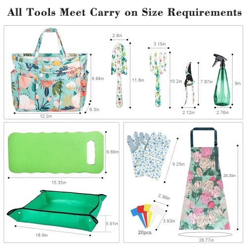 Garden Floral Tool Set with Tote, for Women Plant Lovers Blue