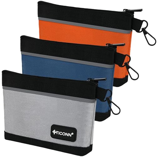 TICONN 16inch Tool Bag with Waterproof Soft Bottom+ Tool Pouches with Zipper (Pack of 3, Small)