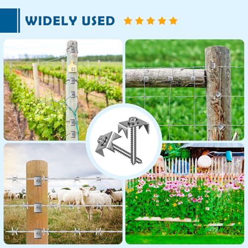 Fence Staples Fence Screws 304 Stainless Steel Fence Nails, HAGWARE Reusable Fence Nails for Wire Fence, Fencing Staples for Mesh and Woven Fencing Fence Staples 105Pcs 1.8" Screw x 105Pcs