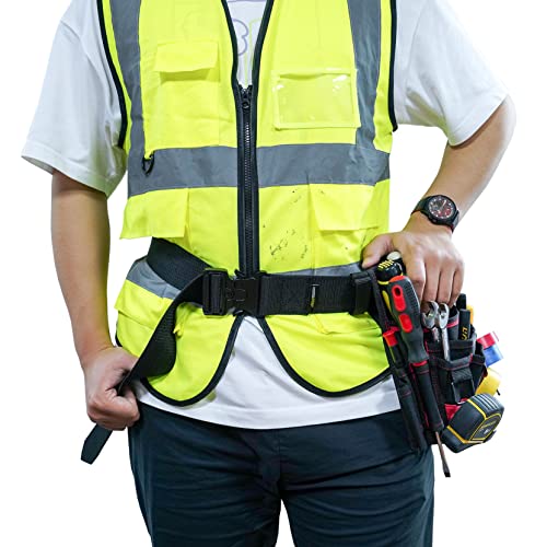 MELOTOUGH 2" Nylon Web Work Tool Belt for Men with Heavy Duty Quick Release Rugged Metal Buckle,Pocket Tool Pouch Tool Belt Pouches with Belt Clip Utility Mini Tool Organizer Pouch (Black & Brown)