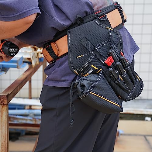 MELOTOUGH Left Handed Drill Holster Impact Driver Holster with Bit Pouch Heavy Duty Impact Holster,Black Drill Holder for Tool Belt