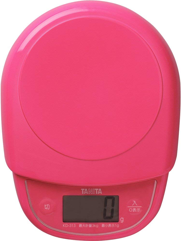 Tanita KD-313 PK Cooking Scale, Kitchen Scale, Cooking, Made in Japan, Digital, 6.6 lbs (3 kg), 0.4 oz (1 g) Unit, Pink Single Item 1 g unit