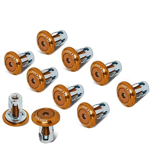 NRG Innovations Fender Washer Kit, 10-Piece Rose Gold Bolts and Washers Set, M6 x 1 Thread, for Plastic Trim & Universal Rivets, NRG-FW-150RG