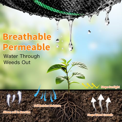 AMAGABELI 6 Inch 500 Pack Galvanized Landscape Staples 11 Gauge + 5.8oz 4ft x 50ft Weed Barrier