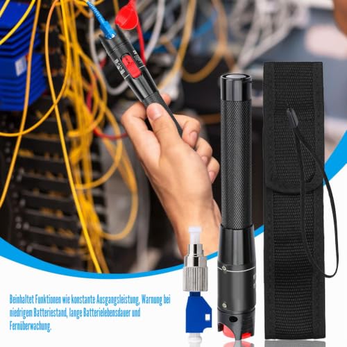 Visual Fault Locator 50KM 50mW Fiber Optic Cable Tester 2.5mm Universal Interface Adapt FC/ST/SC Red Light Source Tester for Fiber Network Cable Test 50 mW battery operated