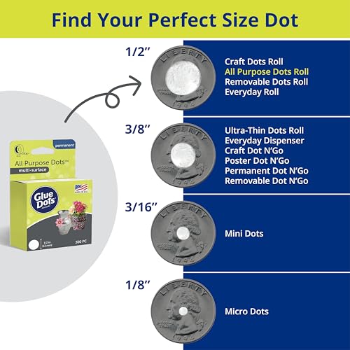 Glue Dots, All Purpose Dots, Permanent, Multi-Surface, Double-Sided, 1/2", .5 Inch, 900 Dots, DIY Craft Glue Tape, Sticky Adhesive Glue Points, Liquid Hot Glue Alternative, Clear, 3 Pack (Pack of 3) All Purpose Roll 3-Pack