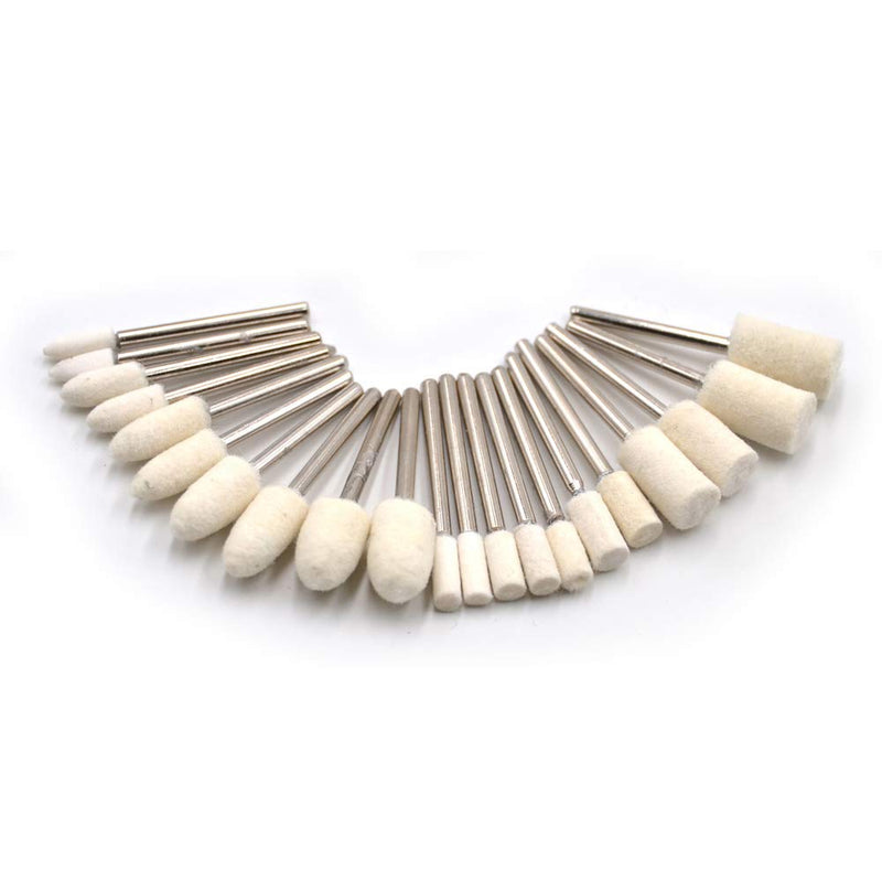 Oudtinx 100pcs Multifunctional Wool Felt Mandrel Mounted Grinding Polishing Accessories Attachment Set - Compatible with Dremel 1/8" Shank