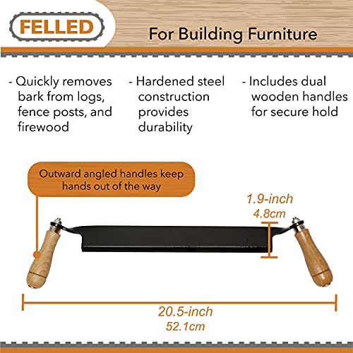 Felled Draw Shave Knife – 13in Straight Draw Knife Straight Draw Shave Tool Woodworking Debarking Hand Tool 13" Box