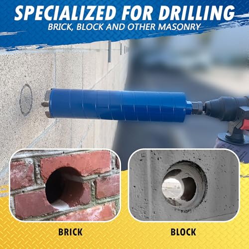 2-1/2" Dry Diamond Core Bit w/Pilot for Brick & Block, SDS Plus 2-1/2 in 9.5" Length + Pilot Bit - Dry
