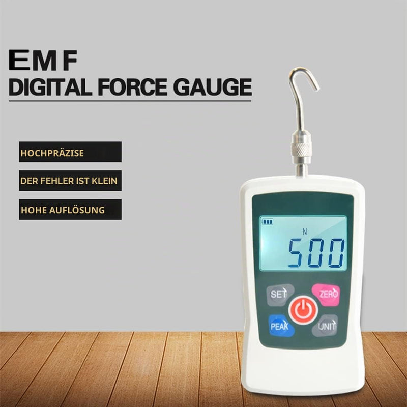 Digital Force Meter 500N/50kg/110lb/1760oz Portable Push Pull Force Meter Switchable Backlit Mini Dynamometer with 6 Light Heads Storage Case Automatic