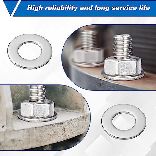 Hotop 500 Pcs Stainless Flat Washer 3/8" ID, 7/8" OD Fender Washers 304 Stainless Steel Washers for Factories Repair, Kitchens, Shops, and Outdoor Construction