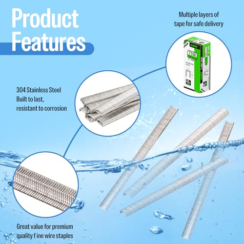 meite 71/06 22 Gauge 304 Stainless Steel Upholstery Staples, 3/8-Inch Crown with 1/4-Inch Leg Length, Heavy Duty Staples for Construction, Furniture, Crafts & DIY Projects (1 Box) (Pack of 2) 1/4" (6 mm) (Pack of 2) 1 Box