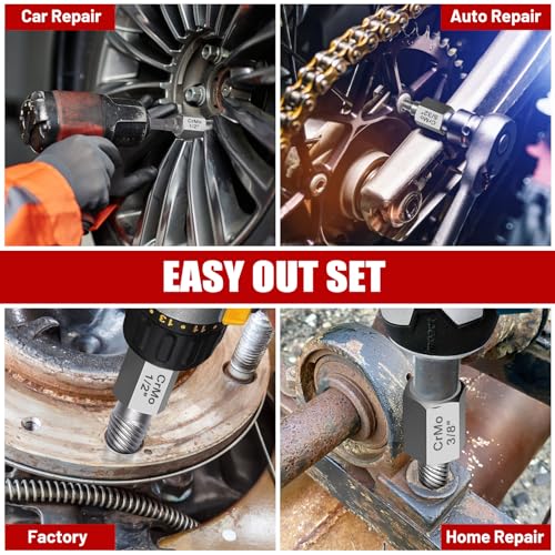 15 Pieces Screw Extractor Set, Easy Out Bolt Extractor Kit, 3/8" Inch Drive Hex Head Multi-Spline Bolt Remover Kit Tool for Removing Stripped, Broken Rusted Bolts Screws 15PCS