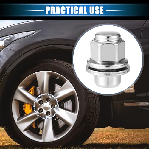 20 Pcs Wheel Lug Nuts Compatible for INFINITI EX35 G25, Durable Chorme Plated M12x1.25 Carbon Steel Silver Tone Tire Lugnuts 20