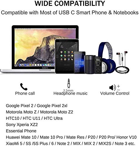 2 Pack USB C to 3.5mm Headphone Jack Adapter Type C Port Audio Aux Cable Dongle Compatible with iPhone 15/15 Plus/15 Pro/15 Pro Max/iPad/Pixel, Samsung Galaxy S23 S22 S21 S20 Ultra Z Flip/Note White