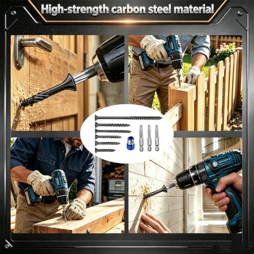 160PCS Wood Screws Set,Manganese Steel Torx Head Self Tapping Wood Screws Assortment Kit with T20/T25/T30 Star Bits & Magnetic Screw Ring,6 Sizes 1-1/2" to 6" for Woodworking,Furniture Repair
