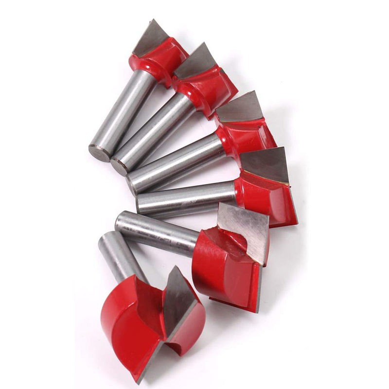 ASNOMY 8mm shank floor cleaning milling cutter set, 6 pieces milling cutter end mill woodworking tool bit, double-edged face milling cutter- 18/20/ 22/25/30/32mm 6pcs-18/20/ 22/25/30/32mm