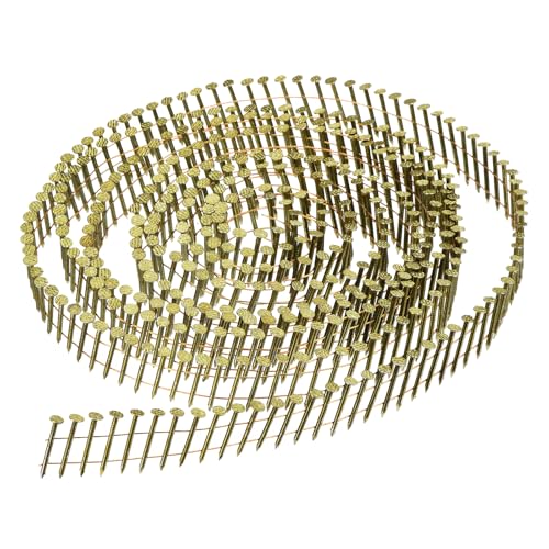 uxcell 2400 Count Siding Nails 1" x 0.083" 15-Degree Ring Shank Full Round Head Collated Wire Coil for Lath and Sheathing Materials 1" x 0.083"