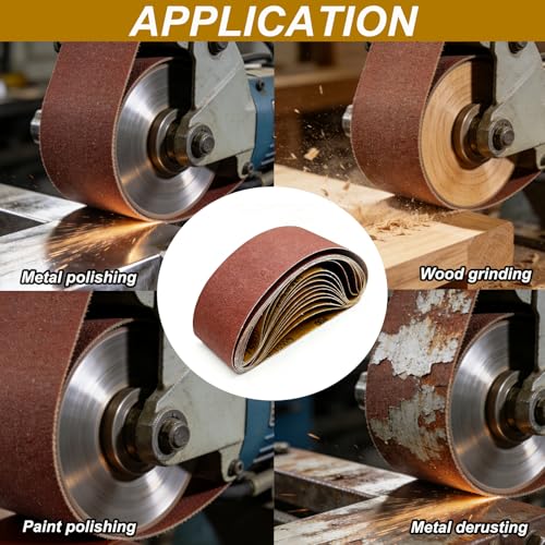 12 Pack 3x21 Inch Sanding Belts, 80/120/150 Grit Mixed,Aluminum Oxide Abrasive Belts for Belt Sander,4 Belts Each Grit, Belt Sander Paper for Woodworking, Metal Polishing