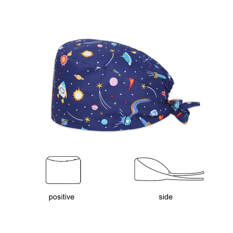 Model: Medical with click system - long hair surgical cap with snap closure system - adjustable - 100% cotton (autoclave)