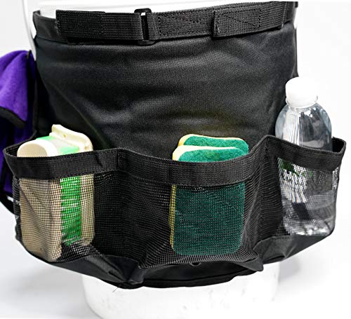MELOTOUGH Bucket Idea Bucket Wash Tool Organizer + Heavy Duty Tradesman Pro Tool Pouch with Various Sized Pockets and Electrical Tape Thong