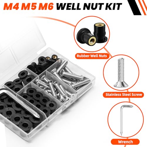 36Pairs M4 M5 M6 Rubber Well Nuts with Screw for Kayak Boat Marine