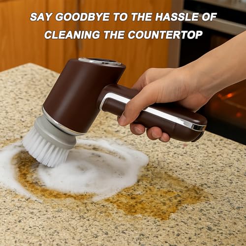 Handheld Electric Cleaning Scrubber, 5-in-1 Electric Spin Type-C Rechargeable Rotating Cleaning Brush Power Scrubber for Kitchen, Bathroom, Bathtub, Sink, Car, Wall, Floor