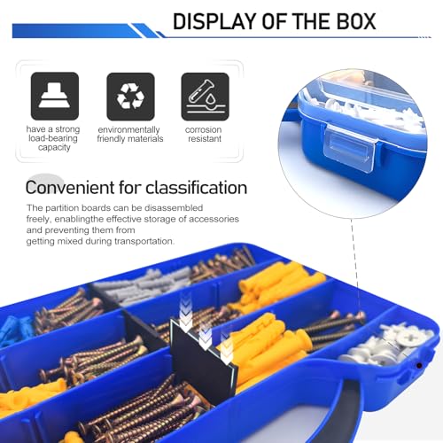 550PCS Screws and Drywall Anchors Assortment Kit 550pcs