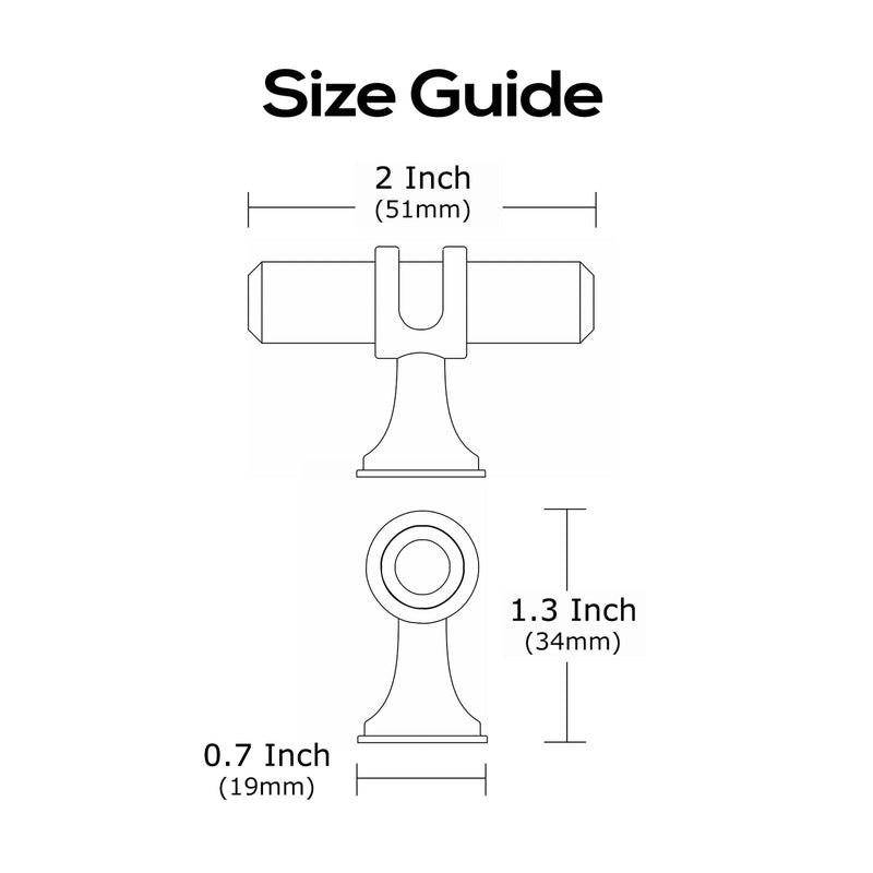 Alzassbg Matte Black and Silver Bar Cabinet Knobs 10 Pack, AL6087CPMB | 2 Inch Length, Knurled T Bar Design, Solid Metal Build, for Cabinets and Drawers 2" Single Hole