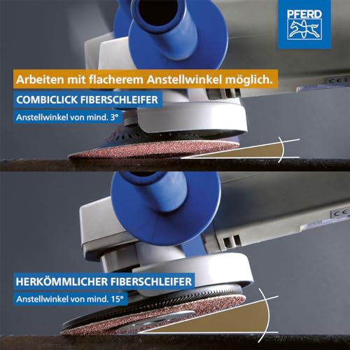 PFERD TOOLS COMBICLICK Fibre Disc Set, 9 Pieces, Corundum Diameter 125 mm, A36, 60, 80, 120 Including Support Plate, 42098001 - for Universal Applications with Angle Grinder Combiclick 125 Universal Fibre Disc Set 36-120