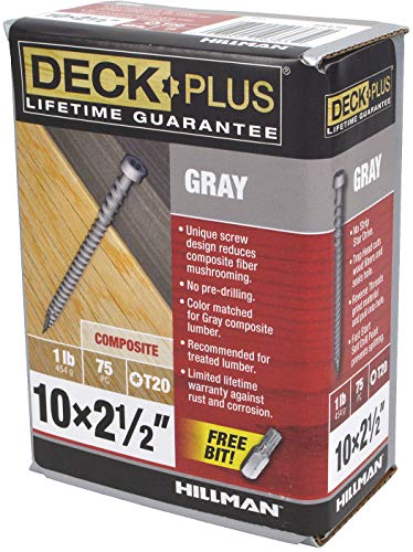 Deck Plus Gray Star-Drive Composite Deck Screws #10 x 2-1/2", 150 Pack No Size (Pack of 2)