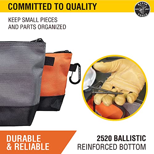 Klein Tools 55470 Utility Bag, Stand-Up Zipper Tool Bags, 2-Pack & 5139B Zipper Bag, Cordura Nylon Tool Pouch with Heavy-Duty Nylon Zipper Close, 12-1/2-Inch, Black